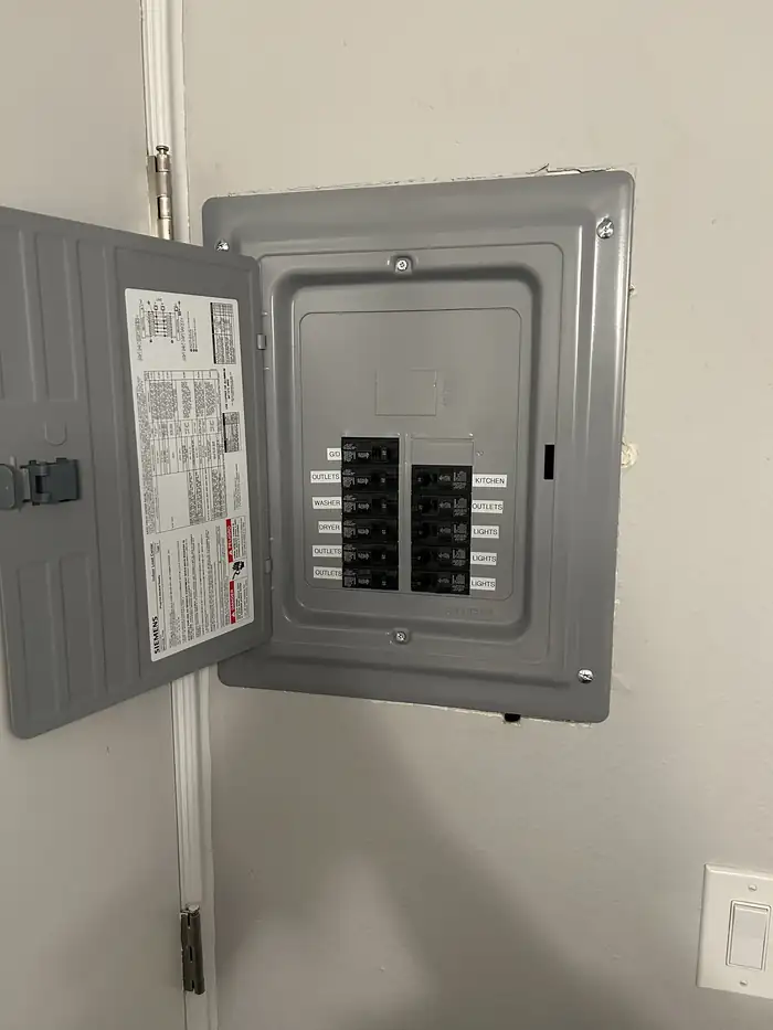 Interior electrical panel with every circuit individually labelled by Pelican Coast Electric