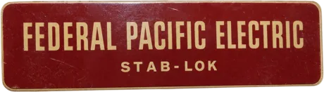 Federal Pacific Electric Stab-Lok panel label plate